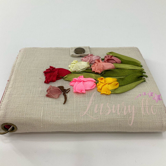 Tulip Embroidery Passport Wallet & Silk Mask, Wedding Gift, Versatile Washable - Picture 4 of 16